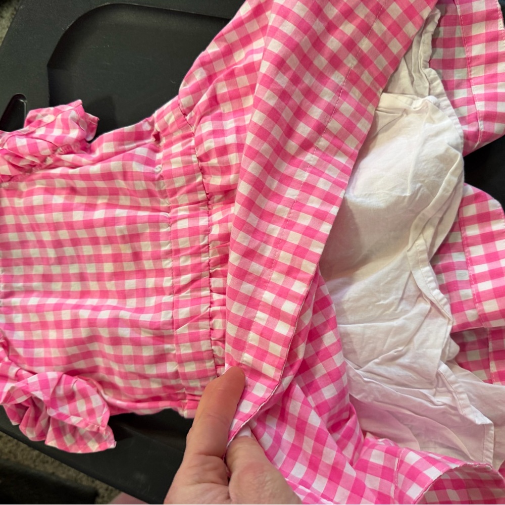 Crewcuts Pink Gingham Dress with Ruffles size 2 - Picture 2 of 4
